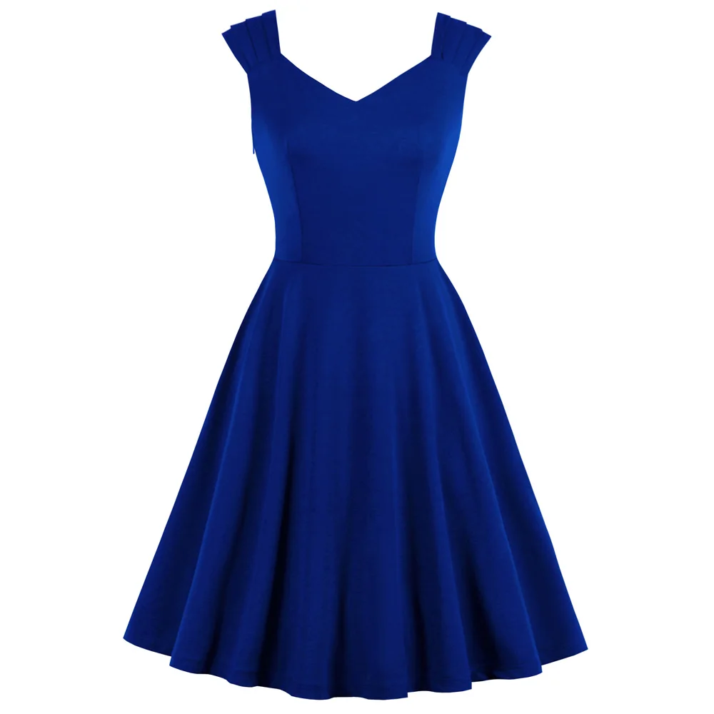 4 цвета однотонное женское летнее ретро платье v образный вырез без рукавов