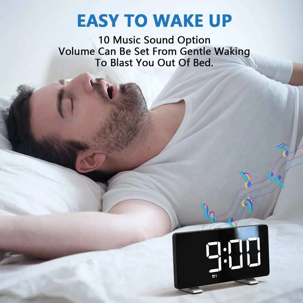 Большие цифровые настольные часы светодиодный многофонный музыкальный стол