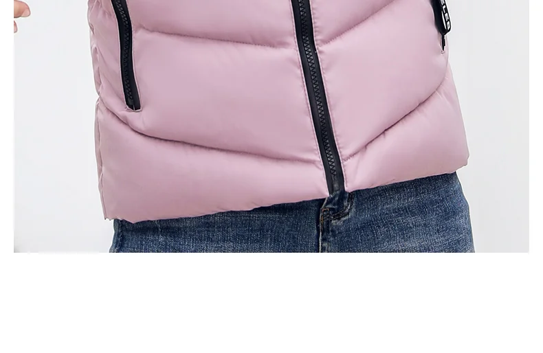 Женский Зимний короткий жилет, повседневный стиль, Осенний теплый однотонный утепленный жилет с воротником-стойкой без рукавов, жилет размера плюс