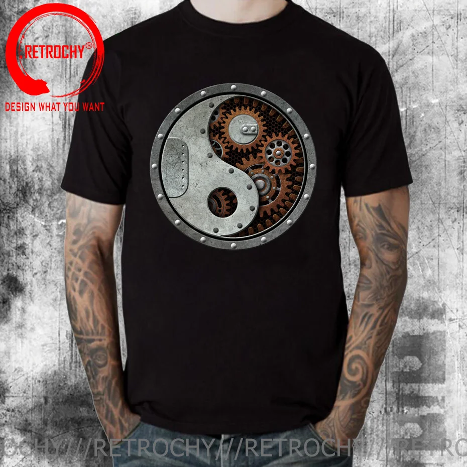 

Футболка мужская в Стиле Инь-стимпанк, тенниска из тяжелого металла в Стиле Инь-Ян, майка в стиле панк, рубашка в стиле хип-хоп, одежда с 3D рис...