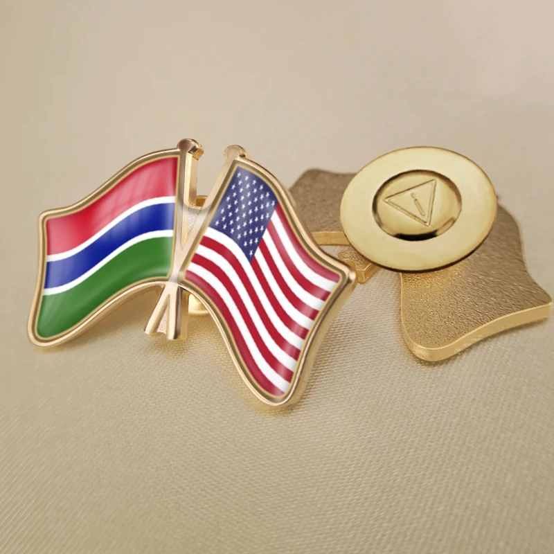 Гамбия и Соединенные Штаты Америки Перекрестные двойной флаг дружбы значков на