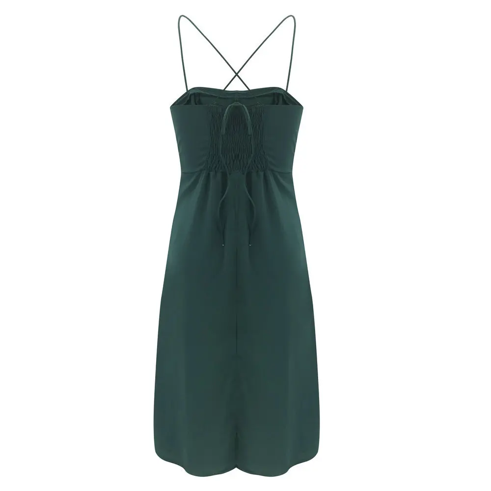 

Cross-Border Sexy Patchwork Strap Dress for Women European and American Amazon Backless Cross Lace-up Asymmetric Skirt