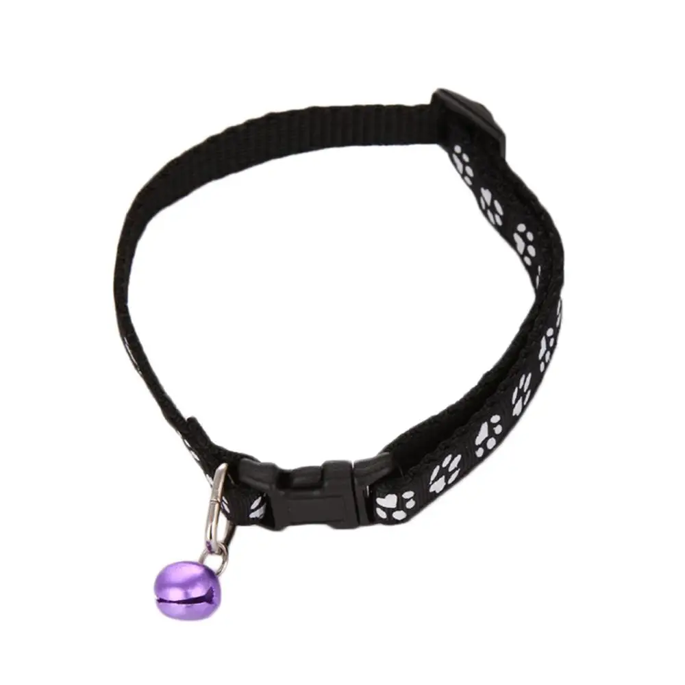 Black Cat Dog Collar With Bell Camo Camouflage Printed Neck Strap Polyester Adjustable Puppy Animal Dog Leash Safety Dog Supplies - Цвет: Black