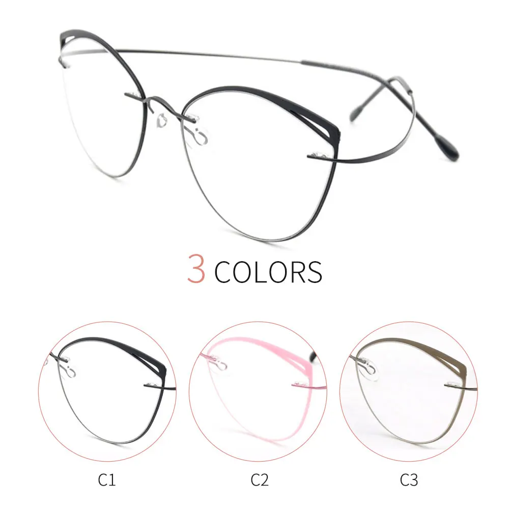 

LUCIDIE Classic Design Anti Blue Ray Eyewear Beta-Titanium Women Glasses Frame Fashion Cat Eye 10g Ultralight Myopia Eyeglasses