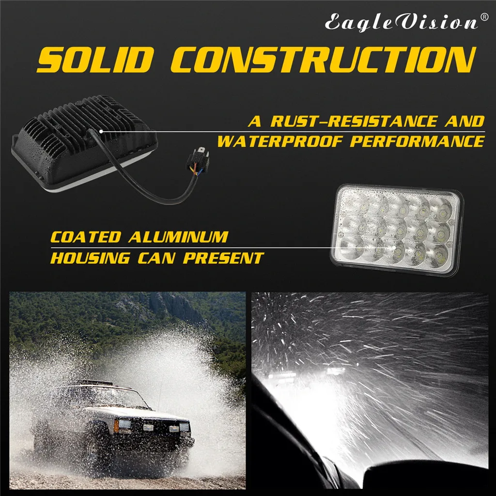 Square 3 Row 4x6 150W LED Headlight DRL Hi/Lo Sealed Beam Projector Driving Lamp Off-Road Flash Lights Fog #zer | Автомобили и