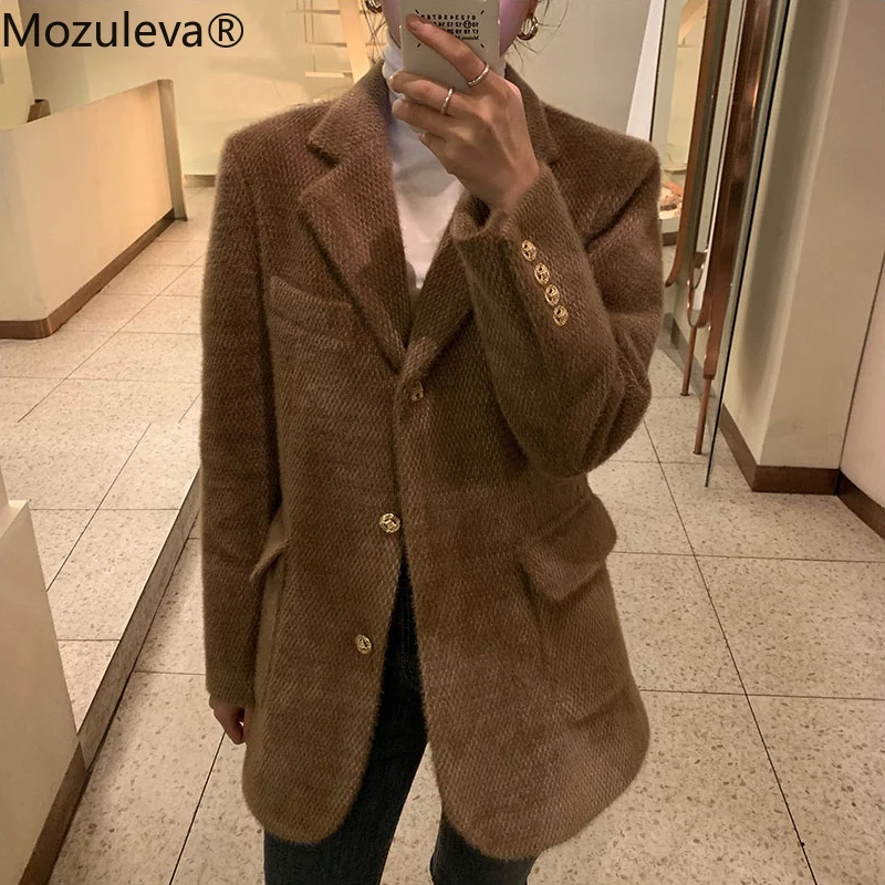

Mozuleva 2020 Winter Warm Fur Winter Coat Women Elegant Woolen Coat for Women Korean Winter Coat Pink Winter Coat