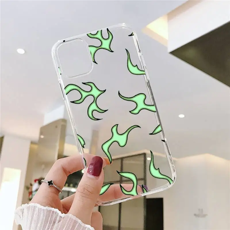 

Blue Flame Fire Phone Case Transparent Clear for iPhone 11 12 mini pro XS MAX 8 7 6 6S Plus X 5S SE XR 2020