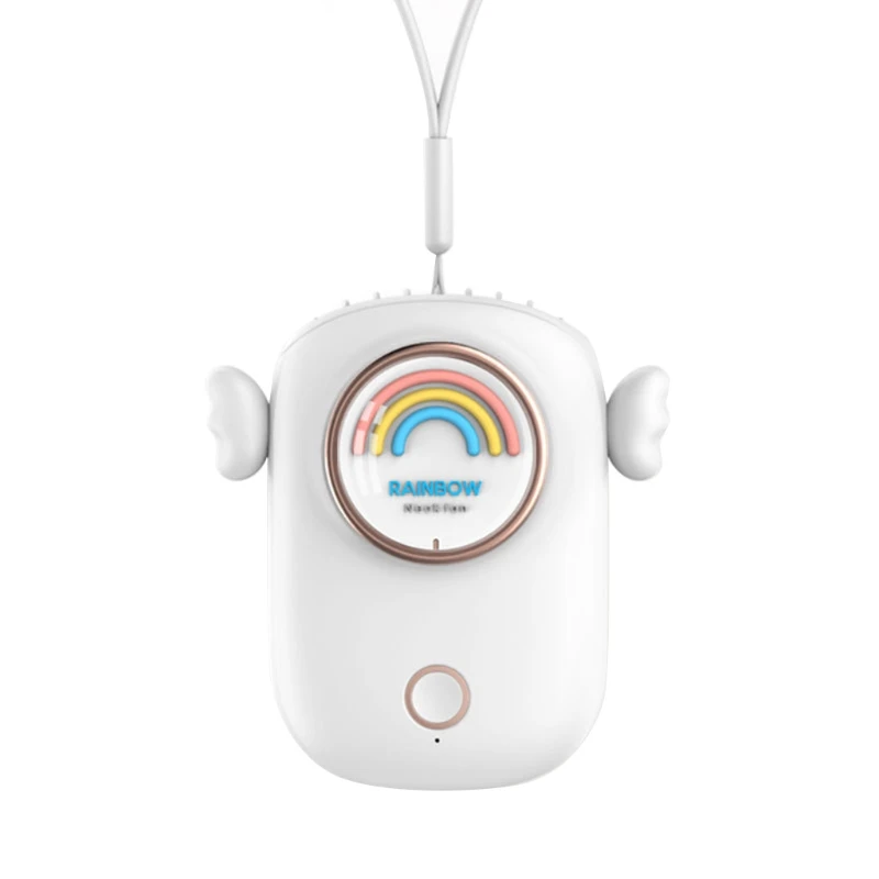 

1PC New Rechargeable USB Neck Fan, Portable Handsfree Fan Suspended 3 Speeds Adjustable Neck Fan Desk Fan Rainbow Fan