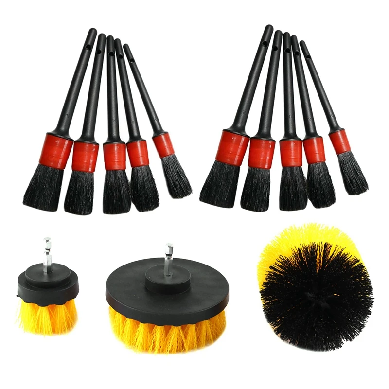 

3PC Electric Drill Brush Tile Grout Power Scrubber Cleaning with 10PC Car Detail Brush Wash Auto Detailing Cleaning Kit