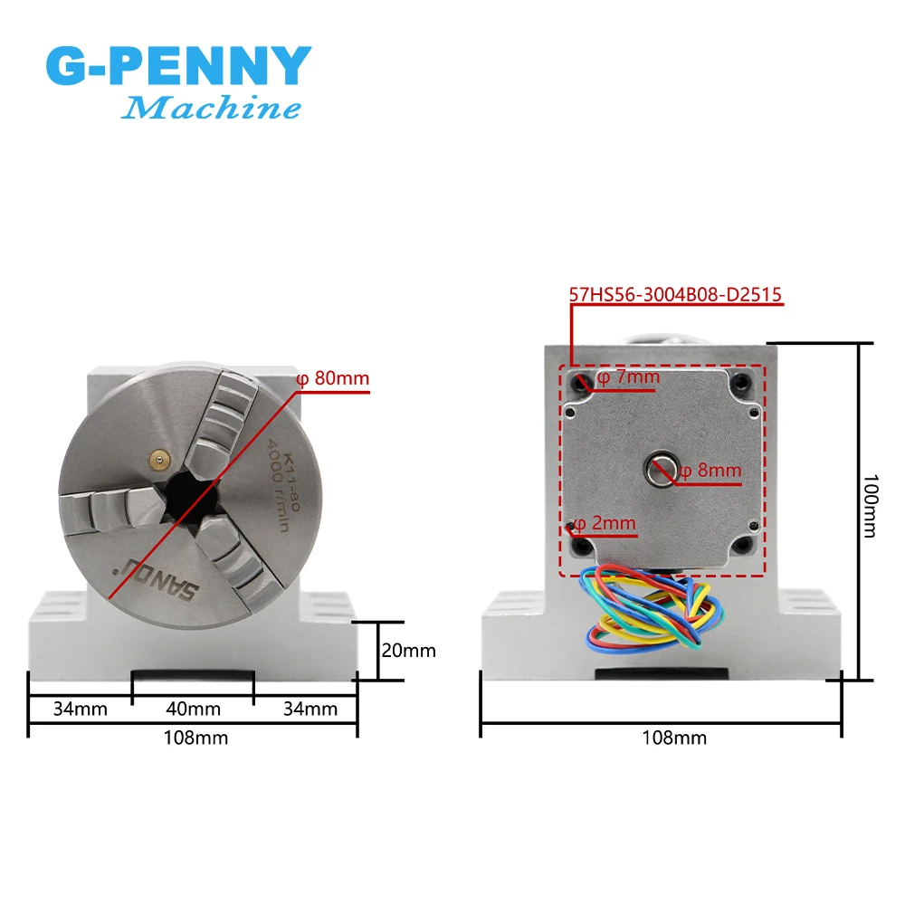 4 осевая разделительная головка с ЧПУ 80 мм комплект для оси вращения Nema23 плавная