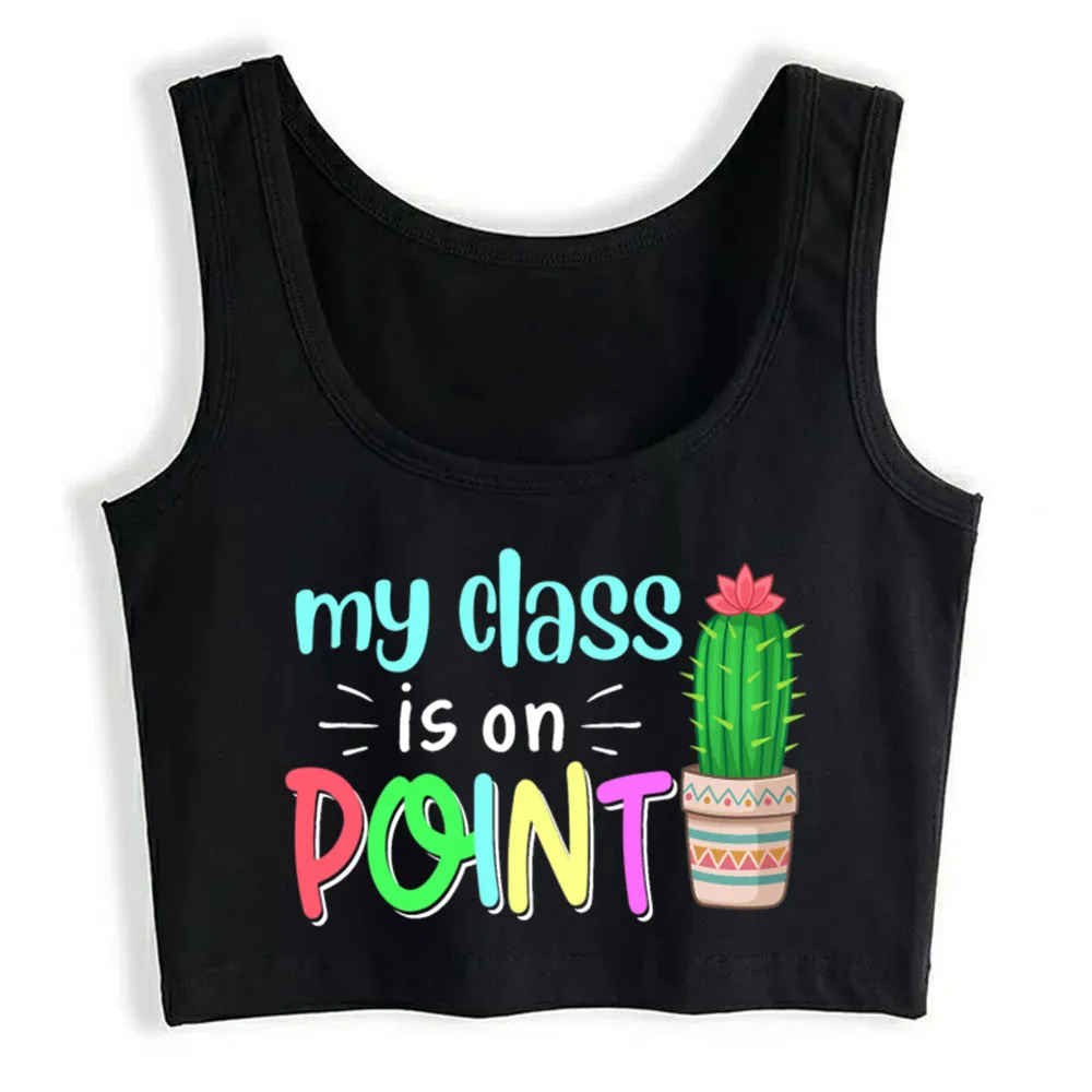 

Crop Top Women Cactus Teacher Shirt Cute Teacher Shirt Teacher Harajuku Tank Top Women Anime Women Clothes