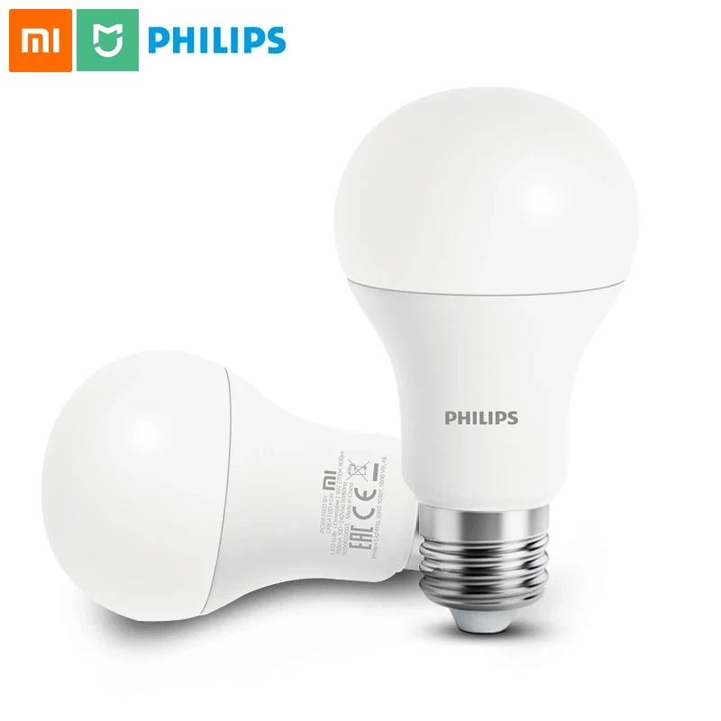 Умная Светодиодная лампа XIaomi mijia philips белая E27 управление через приложение Mi Wi Fi
