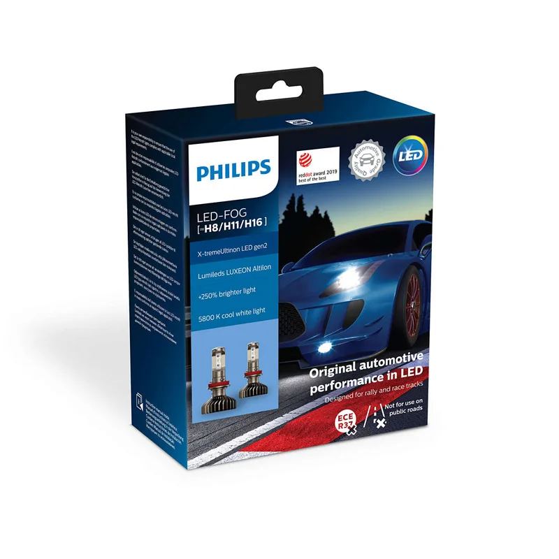 PHILIPS X tremeUltinon gen2 LED FOG [H8/H11/H16] стильный белый цвет 5800К Цоколь PGJ19 1/2/3 На 250% более яркий