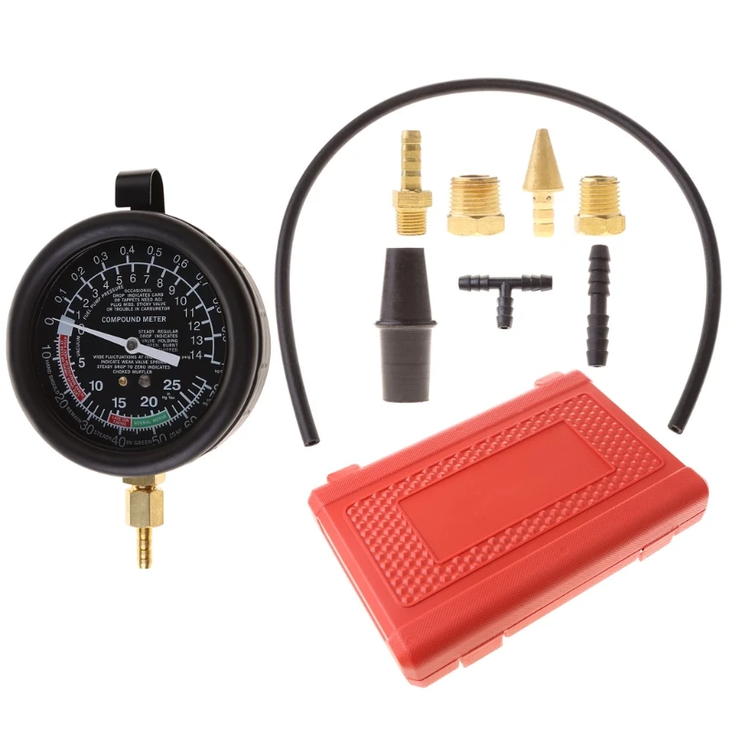 

Fuel Pump Vacuum Tester Gauge Leak Carburetor Pressure Diagnostics w/ Case 2.5''