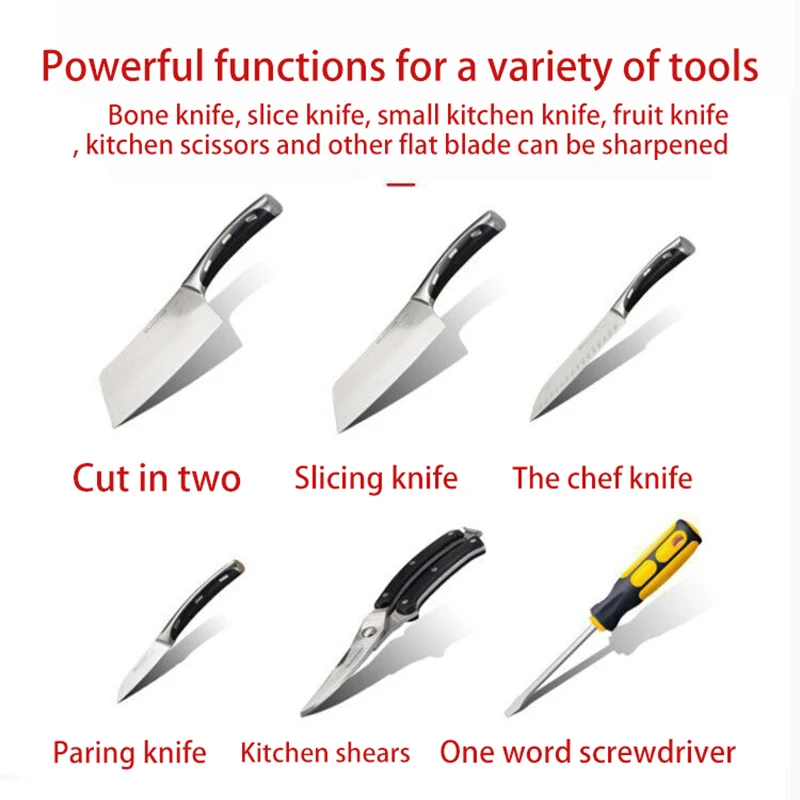 

Electric Knife Sharpener Multi-function Knife Fast Sharpener Household Kitchen Automatic Knife Grinder Grindstone Kitchen Tools
