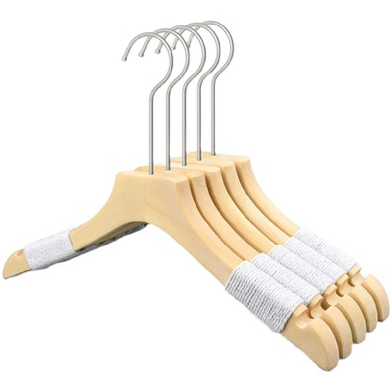 10pcs/lot Solid Wood Clothes Hangers with Hemp Cord Non-slip Wooden Coat Hanger for Garment Shop Display