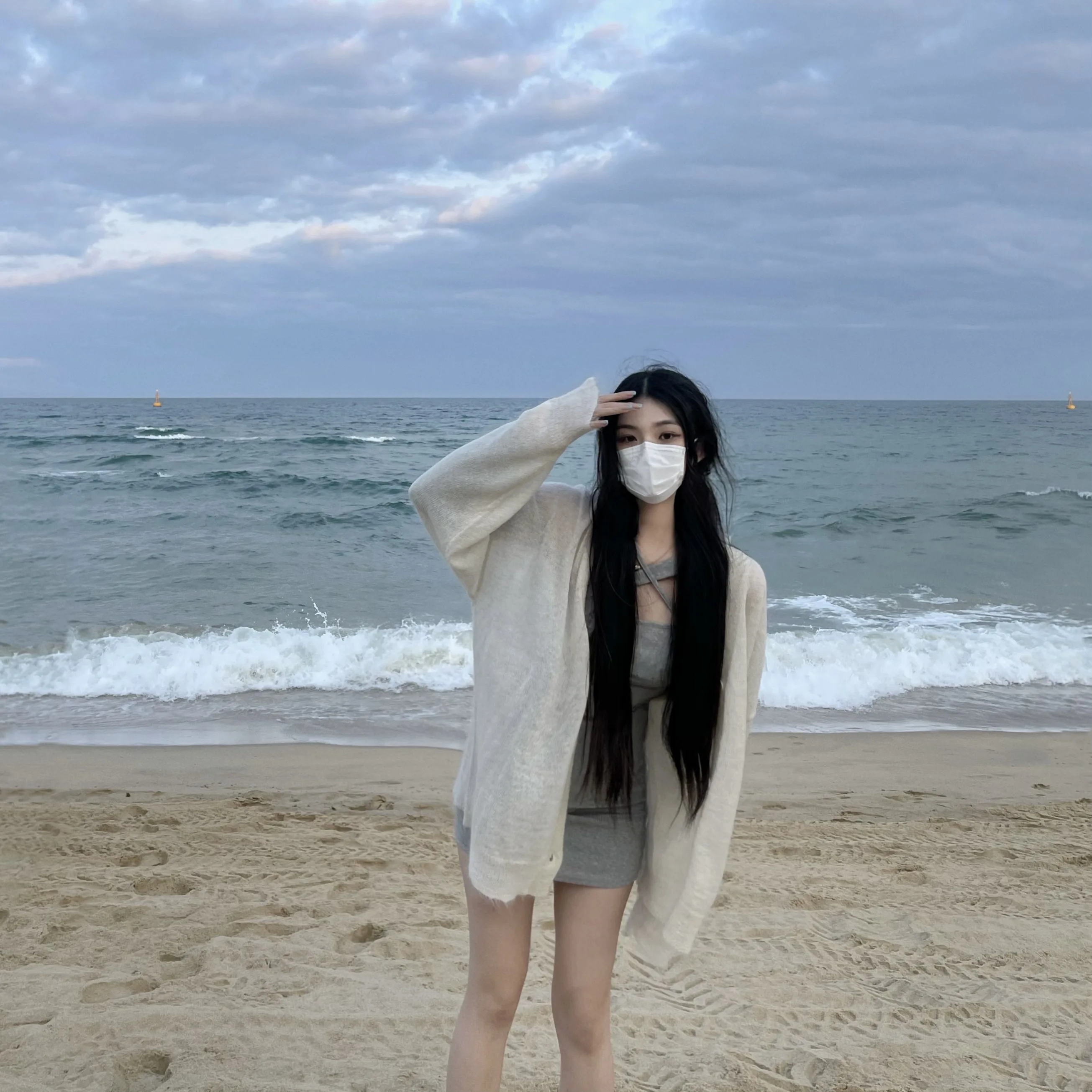 

[ZAYAU]Sunscreen Spring and Summer Girl Feeling Soft High Proportion Mohair Cardigan Lazy Wind Loose Thin Coat 2021