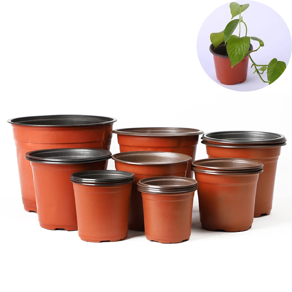 

100pcs 9-24cm Plastic Plant Flower Pots Home Garden Plant Pot Nursery Transplant Seedling Container Seed Starting Pot