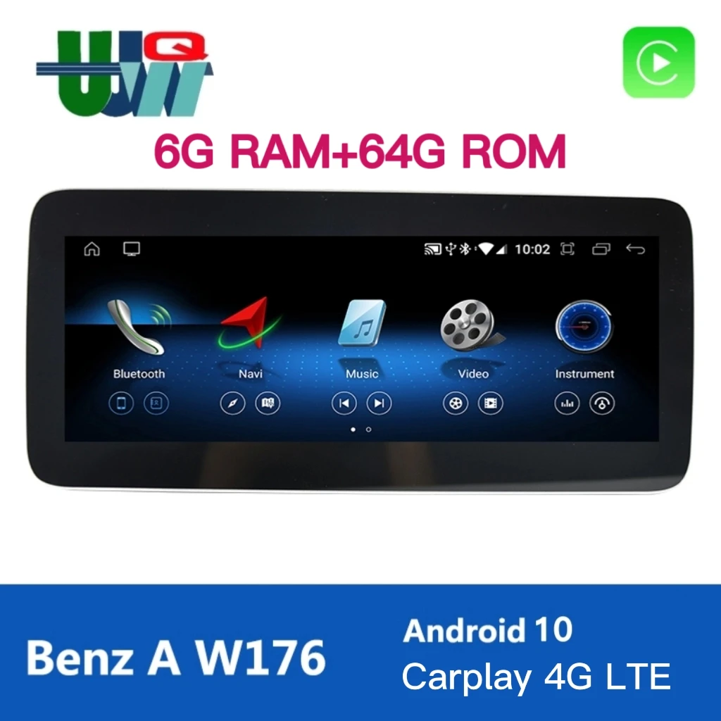 

Автомобильный радиоплеер UJQW Android 10,0, сенсорный экран для Mercedes Benz A /CLA/GLA CLass W176/C117/X156 2013-2018 Carplay Auto 8 Core