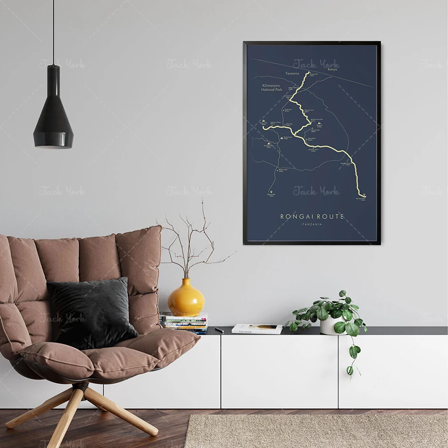 

Rongai Route Map | Rongai Route Poster | Kilimanjaro Hiking Poster | Hiking the Kilimanjaro | Trail Map Art | Relive your Adven