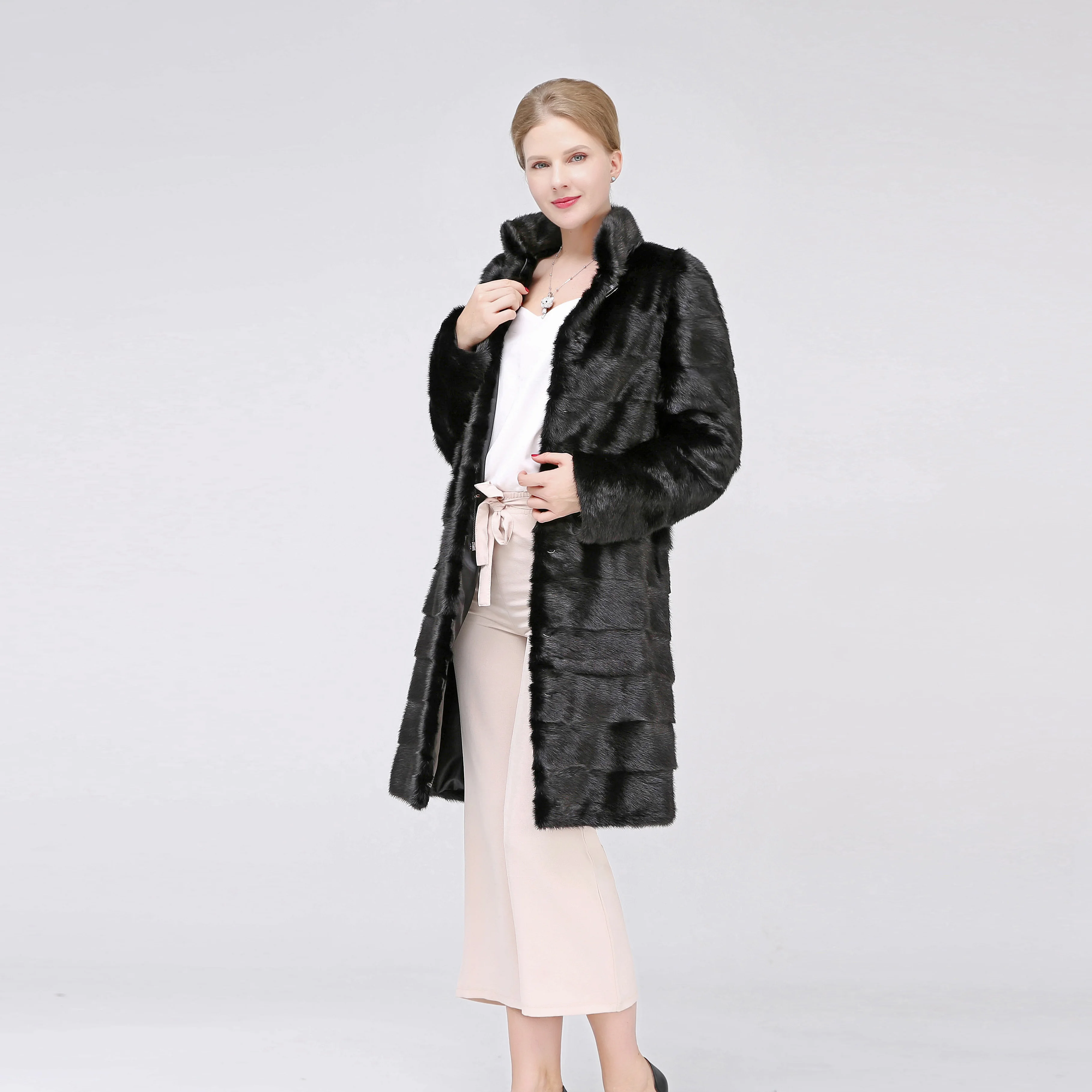 Шуба из натурального меха норки женская зимняя шуба роскошная длинная теплая