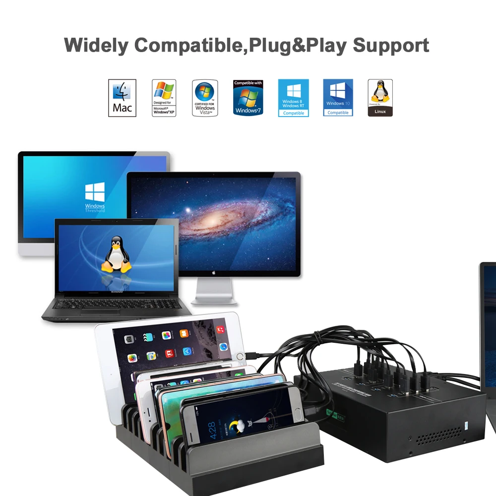 Sipar Super speed 5 Гбит/с 20 портов USB 3,0 концентратор с 40A 5 в встроенный блок питания для зарядки и синхронизации данных
