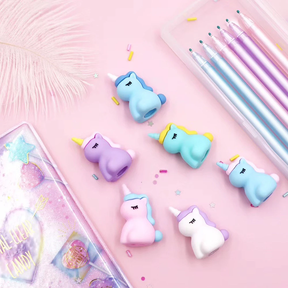 2 шт./лот Kawaii Unicorn мультяшная гелевая ручка 0 5 мм черные чернила для письма подписи