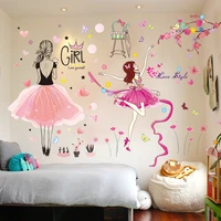 shijuekongjian ballet dancer wall stickers diy cartoon girl wall decals for kids room baby bedroom home decoration accessoires