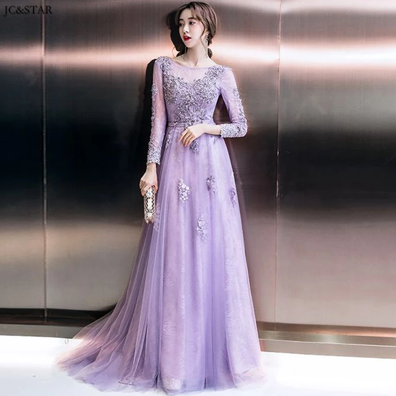 Vestidos morados, новинка, кружевное вышитое бисером платье с длинным рукавом, Aline wwedding, платье для гостей, длинное платье demoisle d honneur abiti da damigella