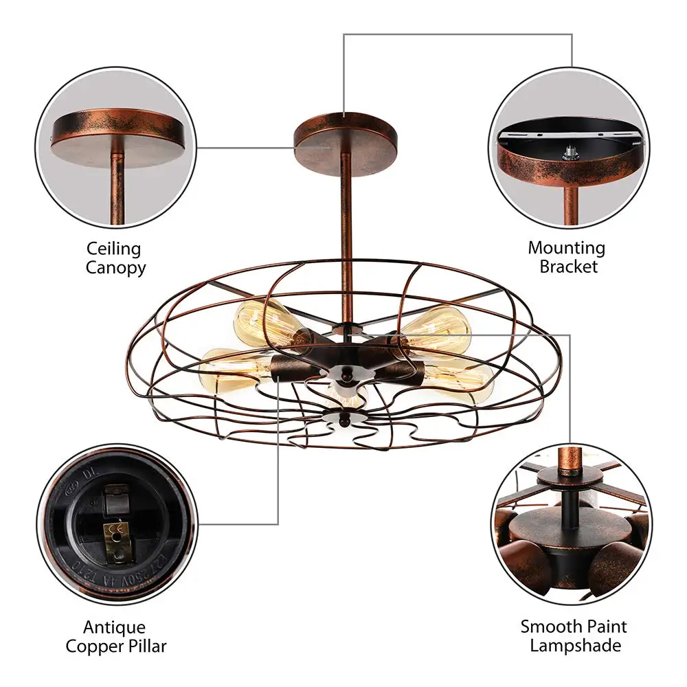 Полузаподлицо потолочный светильник винтажный подвесной промышленный черный