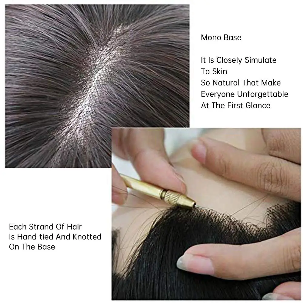 

Ugeat Hair Toppers Human Hair 5X5 Inch Clip in Hair Pieces Color 1B Off Black Mono Base Hair Toupee for Women