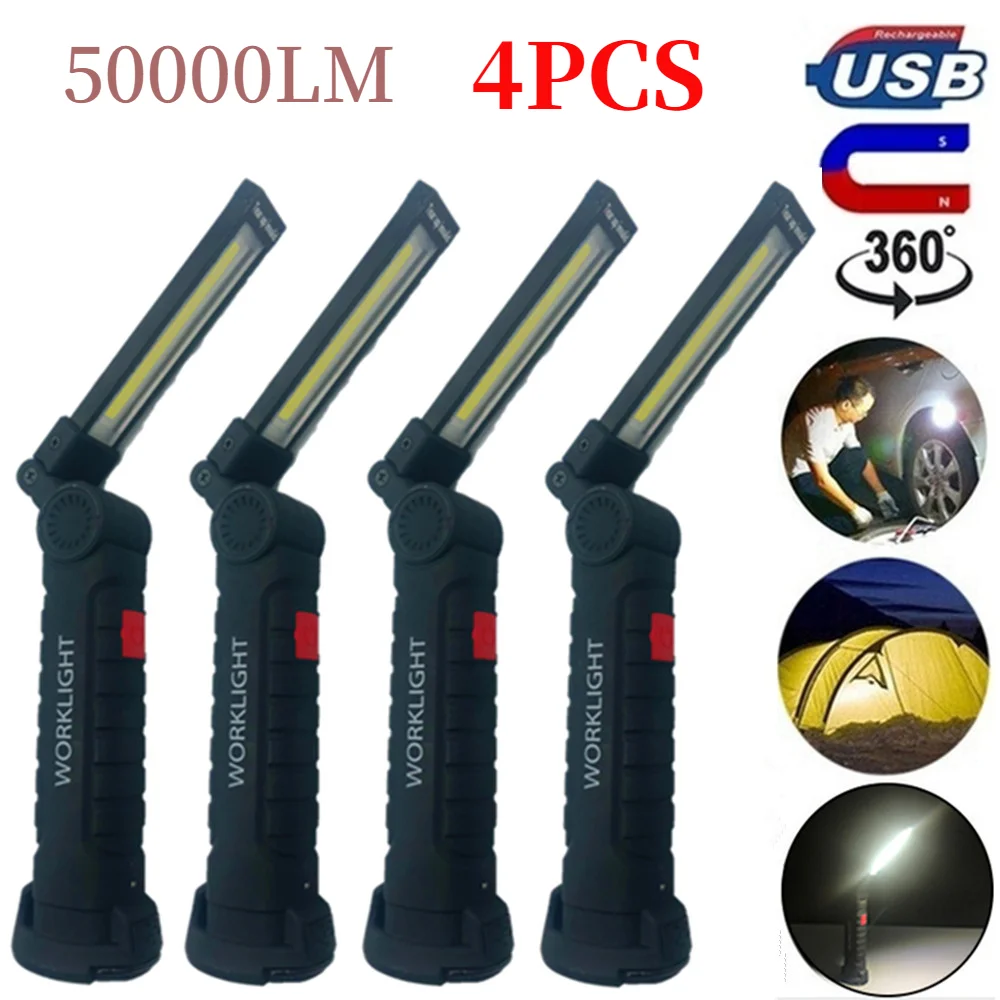 Conduziu a Luz do Trabalho Magnético da Tocha Worklight para o Reparo de Acampamento Modos Portátil Recarregável Carro 5 Cob Usb