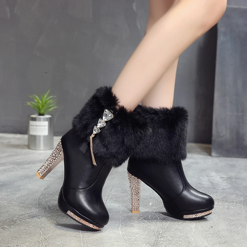 2020 Роскошные зимние теплые сапоги из искусственного меха женская обувь на
