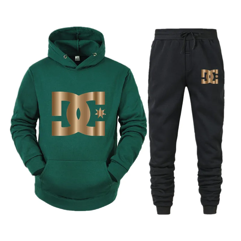 

Мужской весенне-осенний Новый золотой высококачественный брендовый принт Повседневная Свободная Толстовка большого размера + брюки, костю...