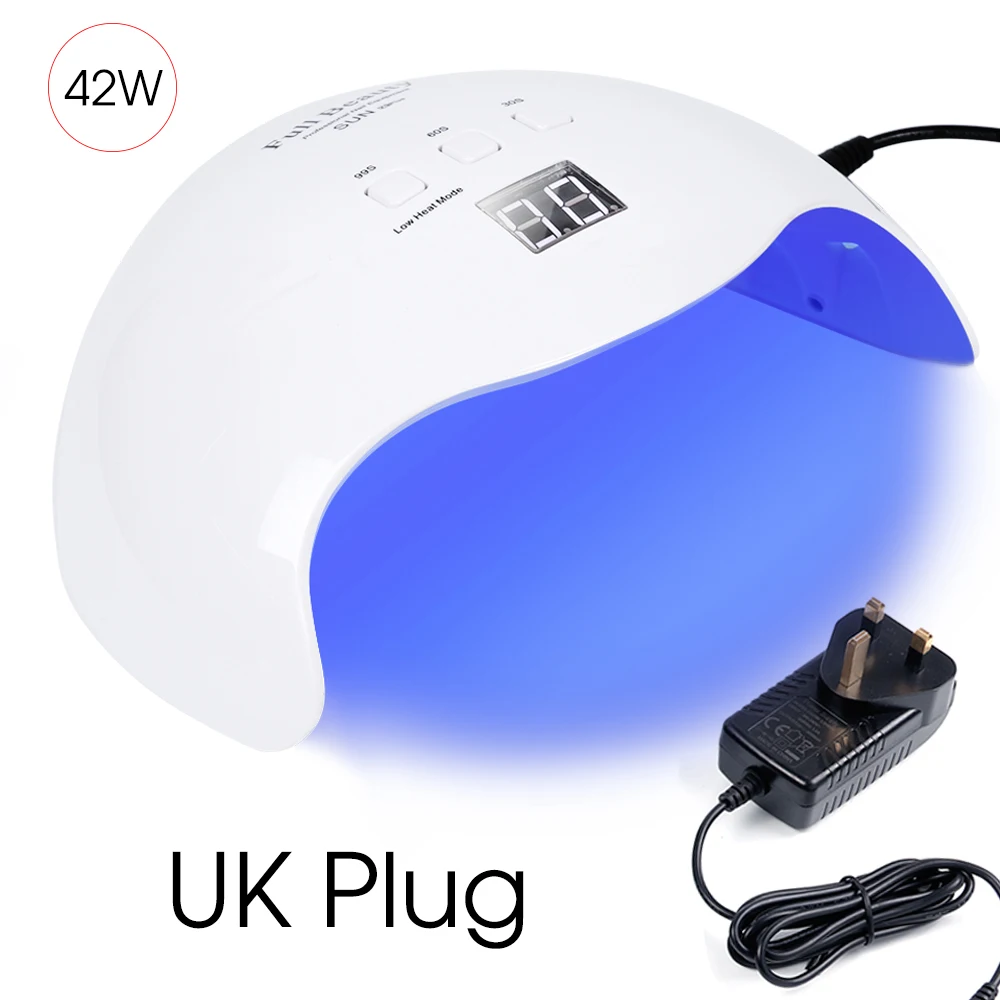 UK Plug 42 Вт УФ светодиодная лампа для сушки ногтей 21 светодиодный s для маникюра отверждения лака гель 30 s/60 s/99 s низкий нагрев режим Авто зондирования лампа для ногтей CHSUN X9Plus - Цвет: UK Plug