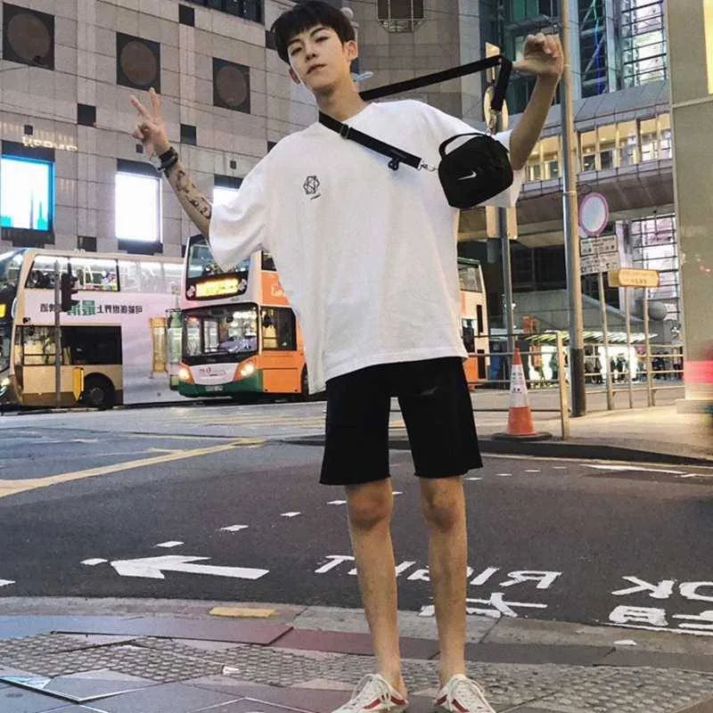 Футболка мужская с китайским принтом Повседневная рубашка коротким рукавом в