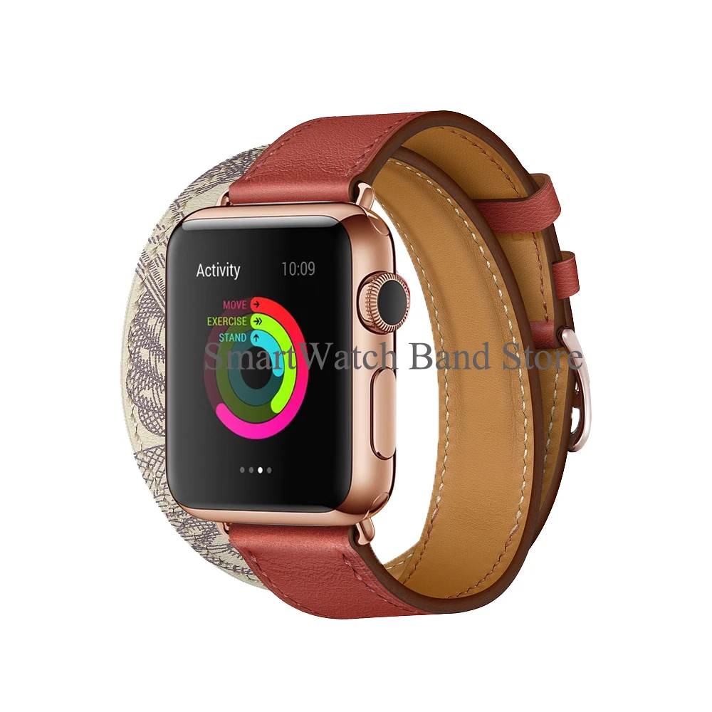 Rose Gold Buckle Strap for Apple Watch 6 5 4 3 2 1 Band 38MM 42MM 44MM 42MM Swift Leather Single Tour Loop Bracelet for iWatch