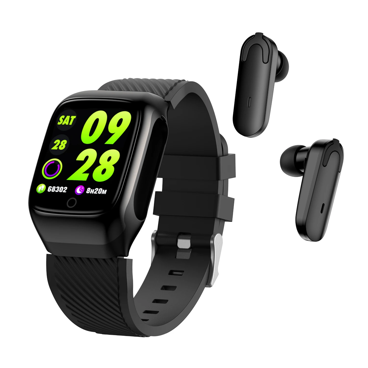 2 в 1 умные часы TWS наушники Bluetooth BT5.0 Спортивный Браслет фитнес трекер монитор