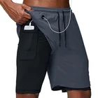 Шорты мужские для бега 2 в 1, спортивные, быстросохнущие Короткие штаны для бега и фитнеса, тренировок, летние шорты