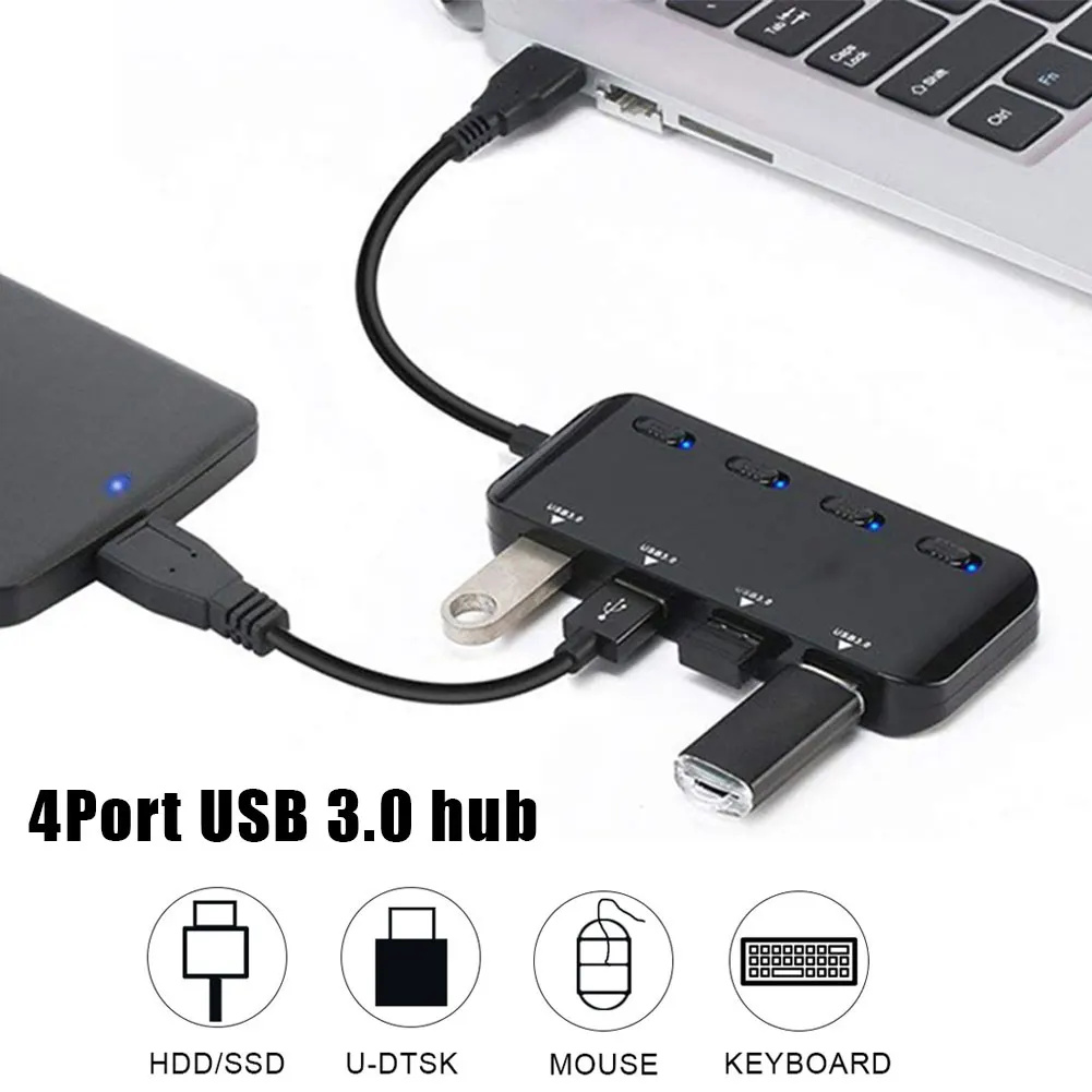 

USB Hub 4 Port High Speed Micro Splitter Tablet Laptop Computer Notebook