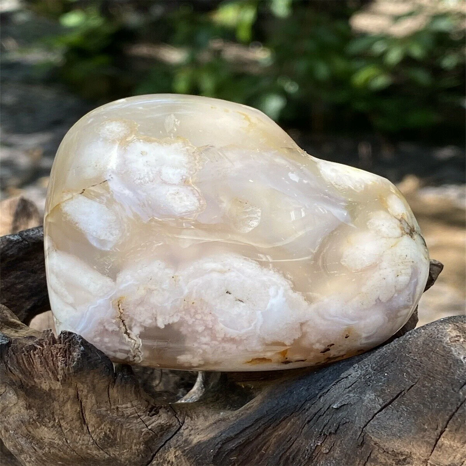 

NATURAL CHERRY BLOSSOM AGATE CRYSTAL HEART HEALING LOVE L ROMANTIC GIFT