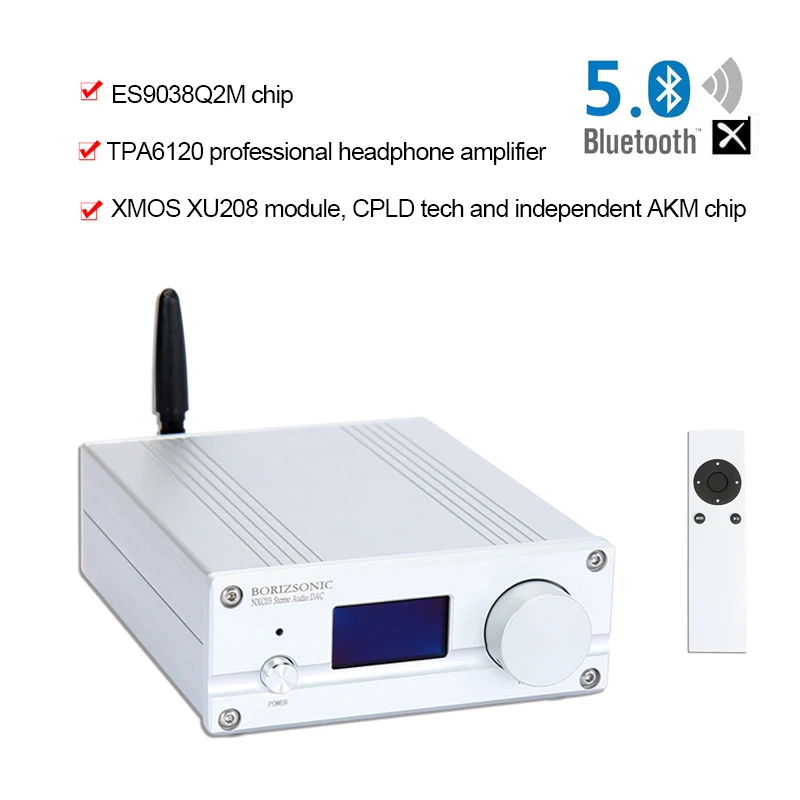 BORIZSONIC NXC01 DAC аудио ES9038Q2M Bluetooth 5,0 USB XMOS аудио декодер Стерео DSD512 APTX HD Настольный усилитель