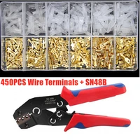 sn48b crimping tool 450 pcs 2 84 86 3 plug terminal crimper crimping pliers wire 0 5 1 5mm2 awg 20 15 hand tool kits