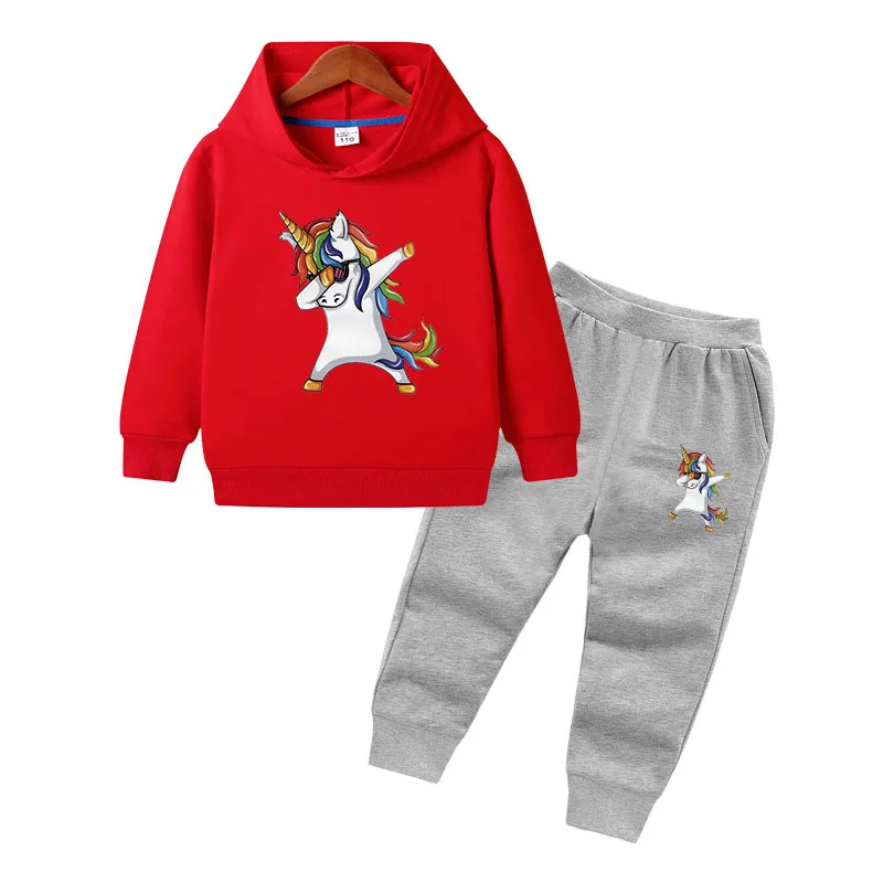 Fashion Unicorn Print Sweater Toddler Boys Girls Sweatshirt Casual Hoodies Sets Baby Autumn Long Sleeve Children Clothes 1-10Y