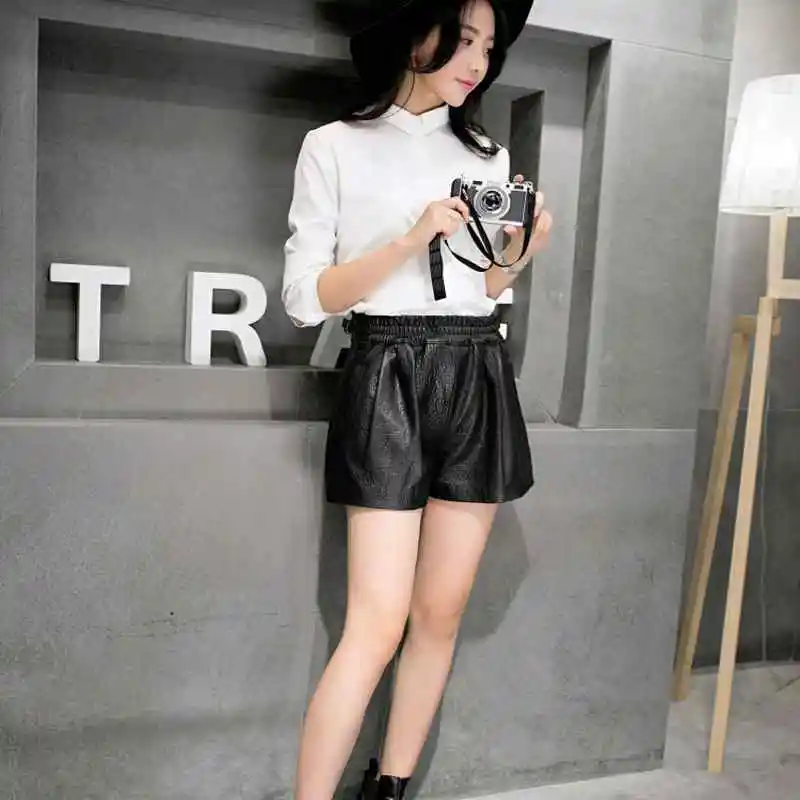 Черные женские шорты с высокой талией короткие повседневные 2020 широкими