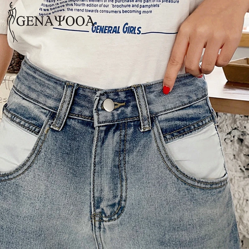 Джинсовые шорты Genayooa женские с высокой талией повседневные уличные рваные