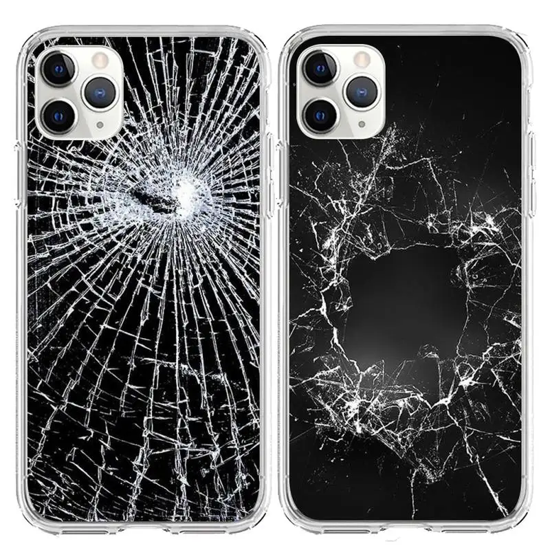Чехол со сломанным стеклом для телефона Iphone 7 8 Plus X Xs Max Xr 11 12 13 Mini Pro SE2 прозрачный