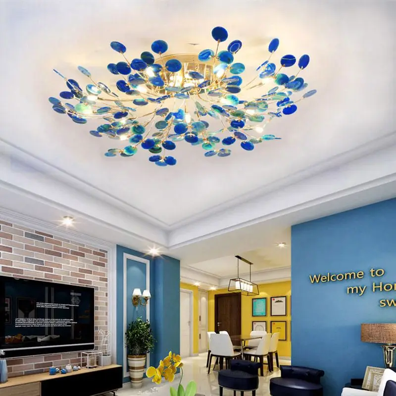 

Modern Tree Branch LED Ceiling Chandelier Nordic Firefly Light Fixture Designer Living Room Glass Indoor Lighting Ceiling Light