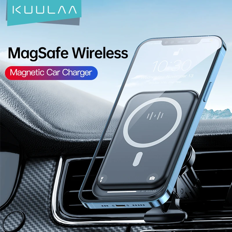 

KUULAA 15W Qi Magnetic Wireless Car Charger Phone Holder for iPhone 13 12 Pro Max Universal Wireless Charging Car Phone Holder