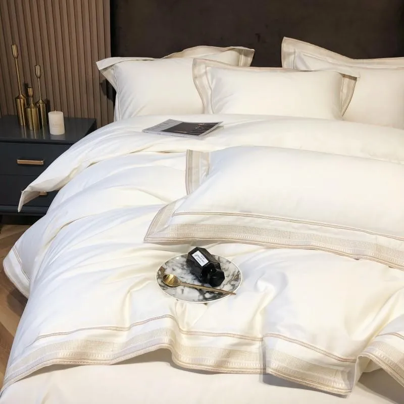 

Super Soft Egyptian Cotton Bedding Duvet Cover with Zipper Ties Comforter Protect Covers King Queen Bedding set Fitted Bed Sheet